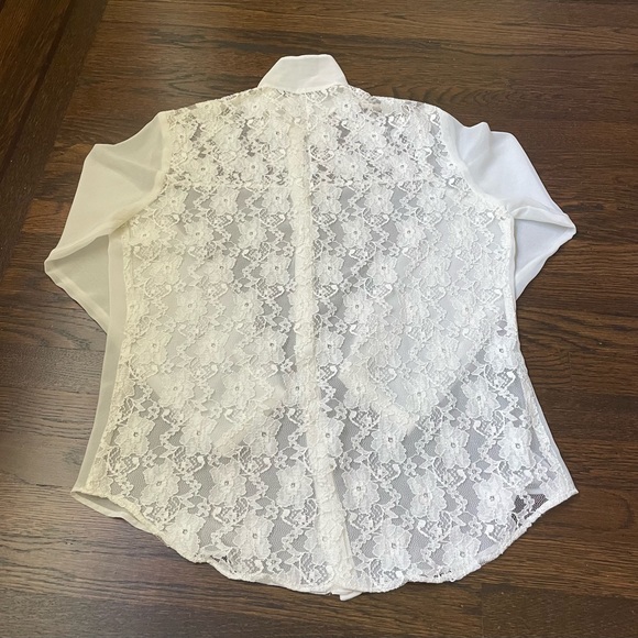Zara Sheer Romantic White Lace Blouse Top Size L - Picture 2 of 6